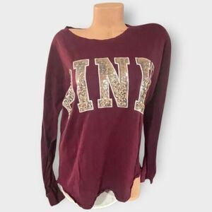 Victoria’s Secret PINK Lg Bling Long Sleeve Campus Tee